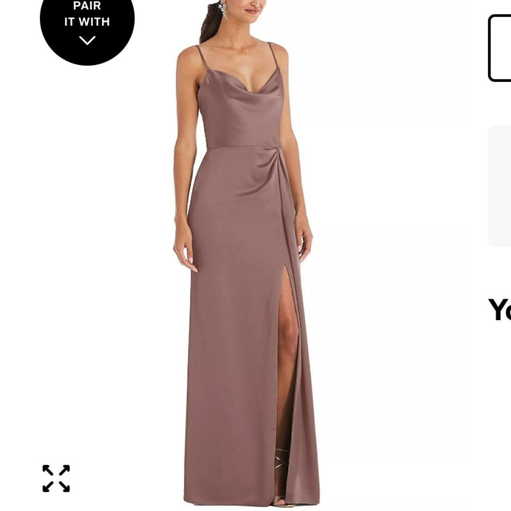 Women's Cowl-Neck Draped Wrap Maxi Dress with Front Slit